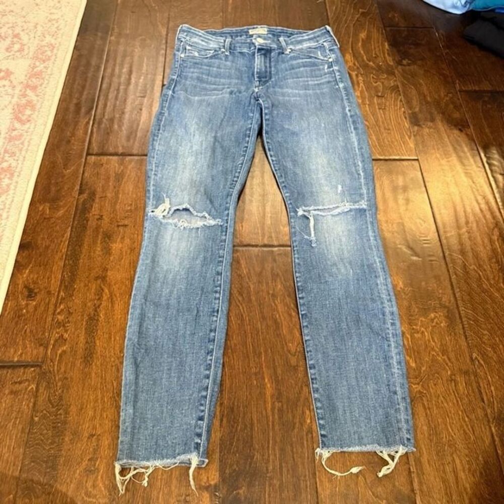 MOTHER Denim The Looker Ankle Fray Graffiti Gal Distressed Skinny Jeans size 27